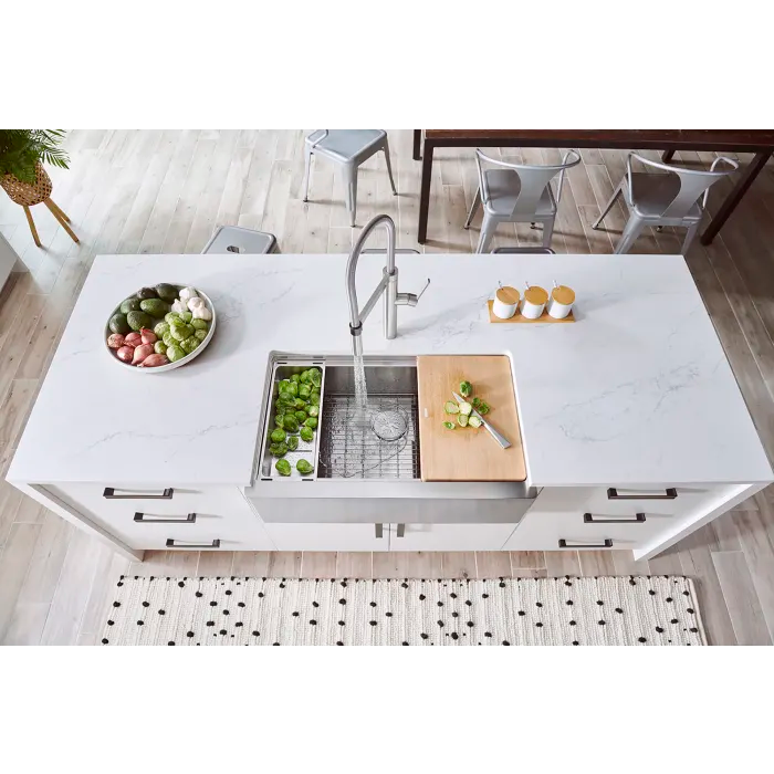 Blanco Quatrus R15 Apron Front workstation sink from above