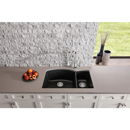 Blanco Diamond 33: Silgranit 1-1/2 Bowl Kitchen Sink  with Undermount Installation