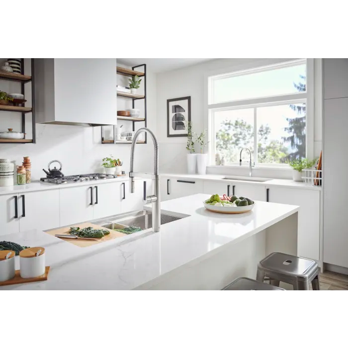 Alternate view of Blanco Quatrus Workstation sink in kitchen