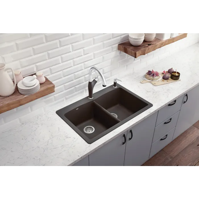 Blanco Diamond 33" Equal Double Dual Mount Silgranit Kitchen Sink