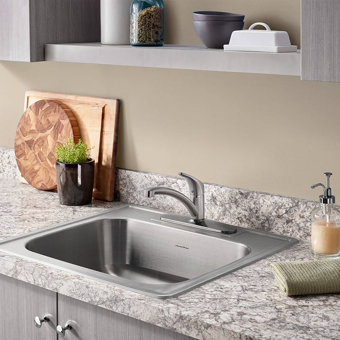 American Standard Colony® 25 x 22-Inch Stainless Steel Single-Bowl ADA Kitchen Sink With Colony® PRO Single Control Faucet System - 22SB.6252283C Kitchen Sink American Standard   