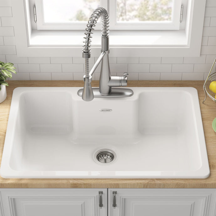 American Standard Quince® 33 x 22-Inch Cast Iron 3-Hole Drop-In Single-Bowl Kitchen Sink - 77SB33223 Kitchen Sink American Standard   