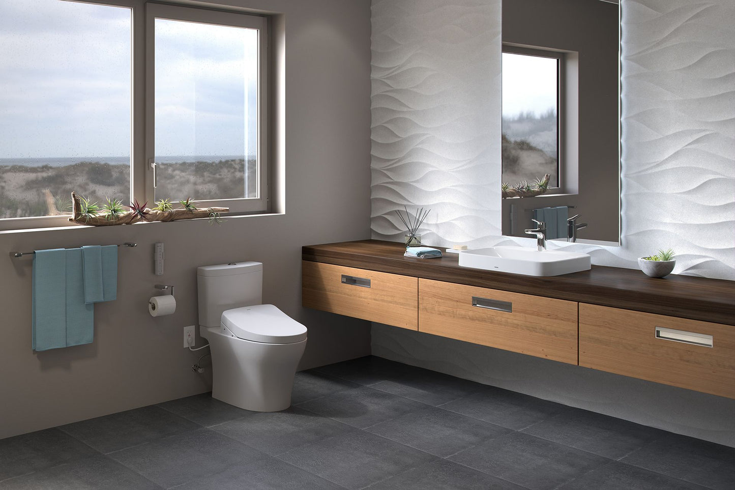 TOTO Aquia IV WASHLET+ Two-Piece Elongated Dual Flush 1.28 and 0.9 GPF Toilet with CEFIONTECT - MS446124CEM