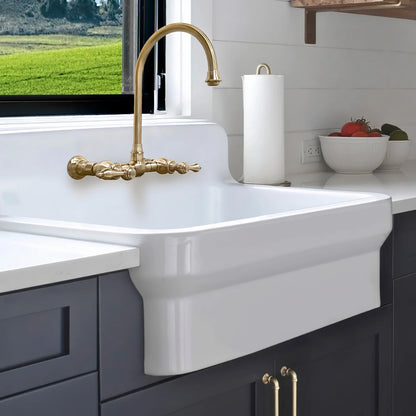Whitehaus 30" Old Fashioned Country Fireclay Utility Sink with High Backsplash