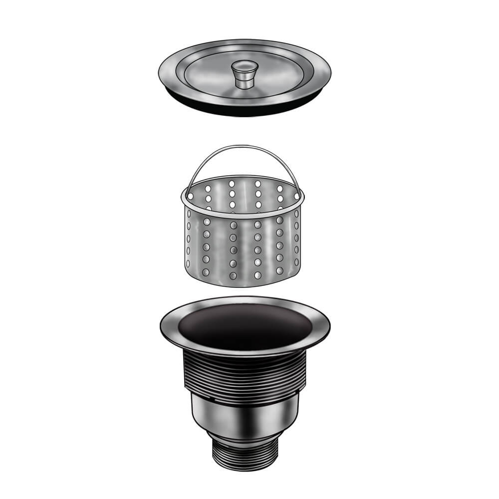 Ruvati RVA1025 Kitchen Sink Basket Strainer - Stainless Steel