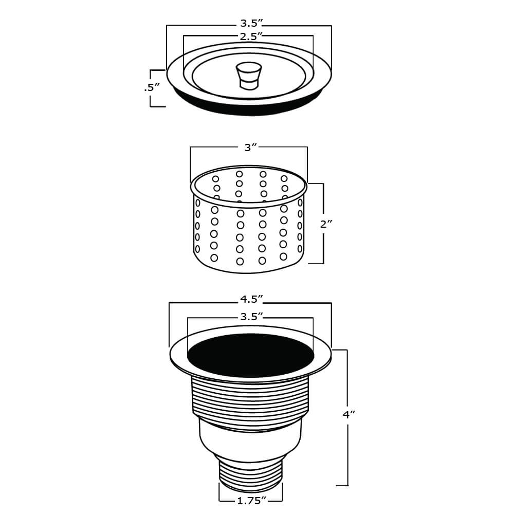 Ruvati RVA1025 Kitchen Sink Basket Strainer - Stainless Steel