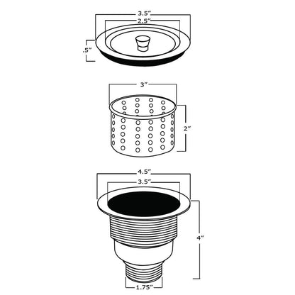 Ruvati RVA1025 Kitchen Sink Basket Strainer - Stainless Steel