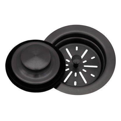 Ruvati Garbage Disposal Flange with Basket Strainer and Stopper - Gunmetal Black Stainless Steel - RVA1042