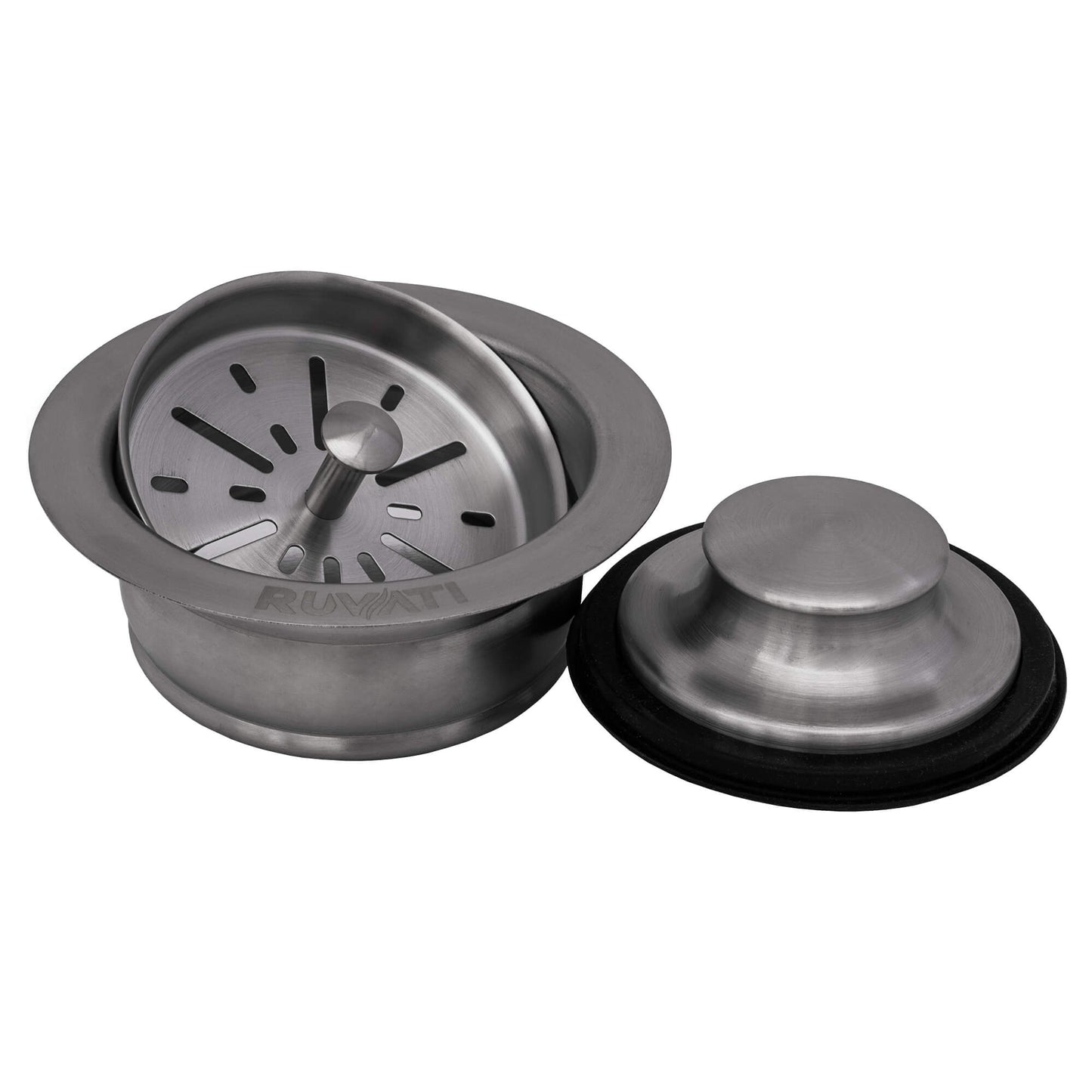 Ruvati Garbage Disposal Flange with Basket Strainer and Stopper - Gunmetal Black Stainless Steel - RVA1042