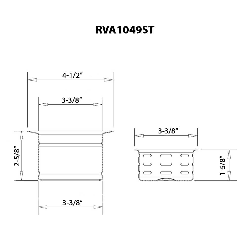 Ruvati Extended Garbage Disposal Flange with Deep Basket Strainer - Stainless Steel - RVA1049