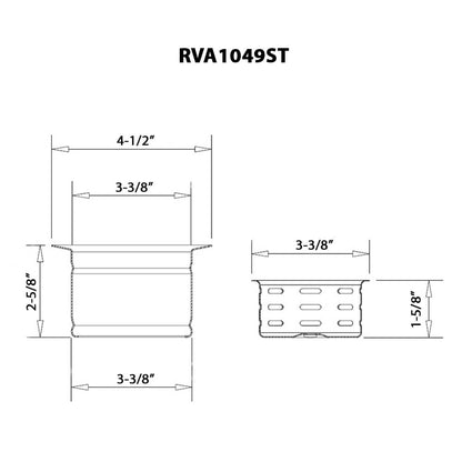 Ruvati Extended Garbage Disposal Flange with Deep Basket Strainer - Stainless Steel - RVA1049