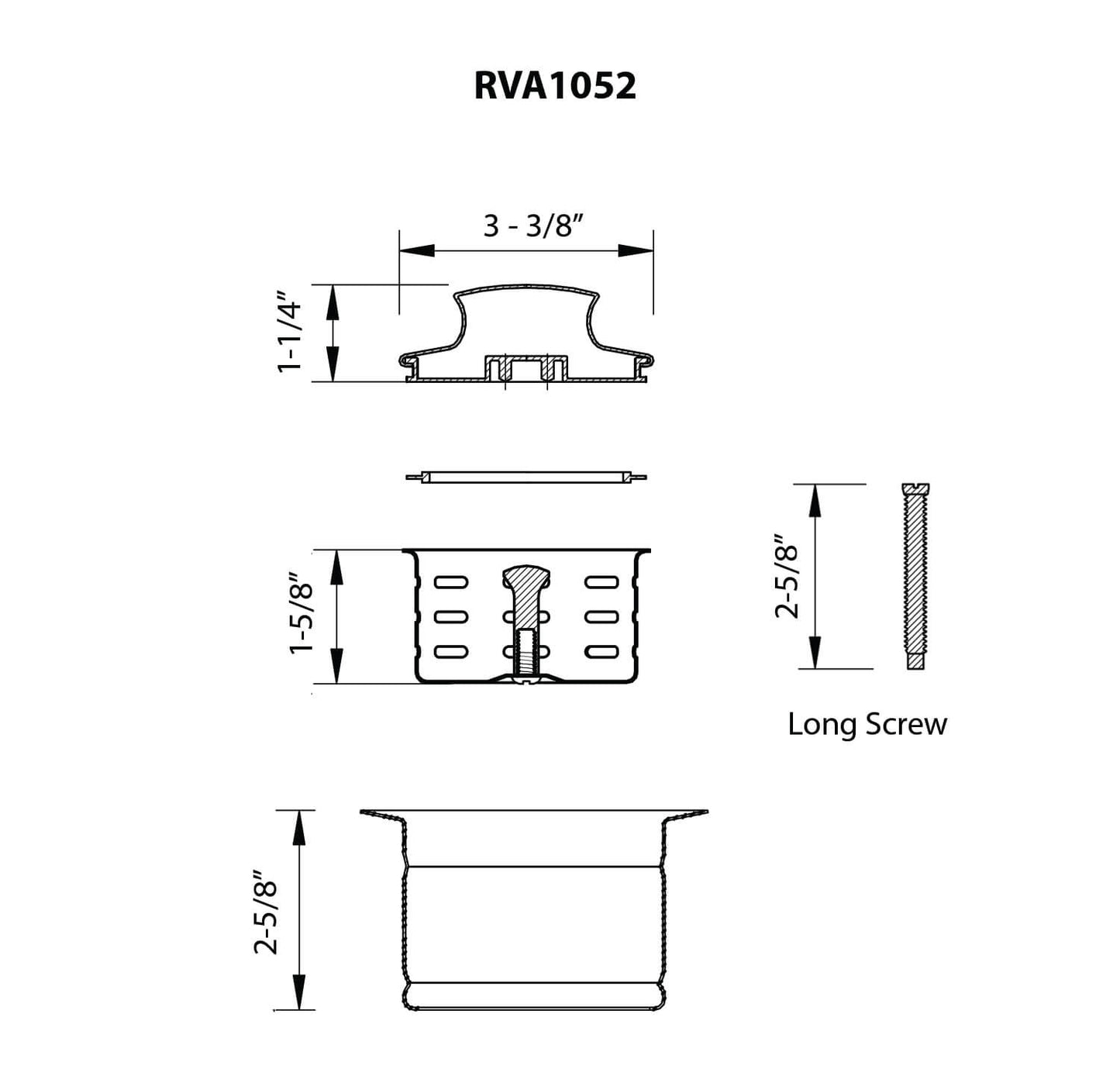 Ruvati Extended Garbage Disposal Flange with Deep Basket Strainer and Stopper - Stainless Steel - RVA1052ST