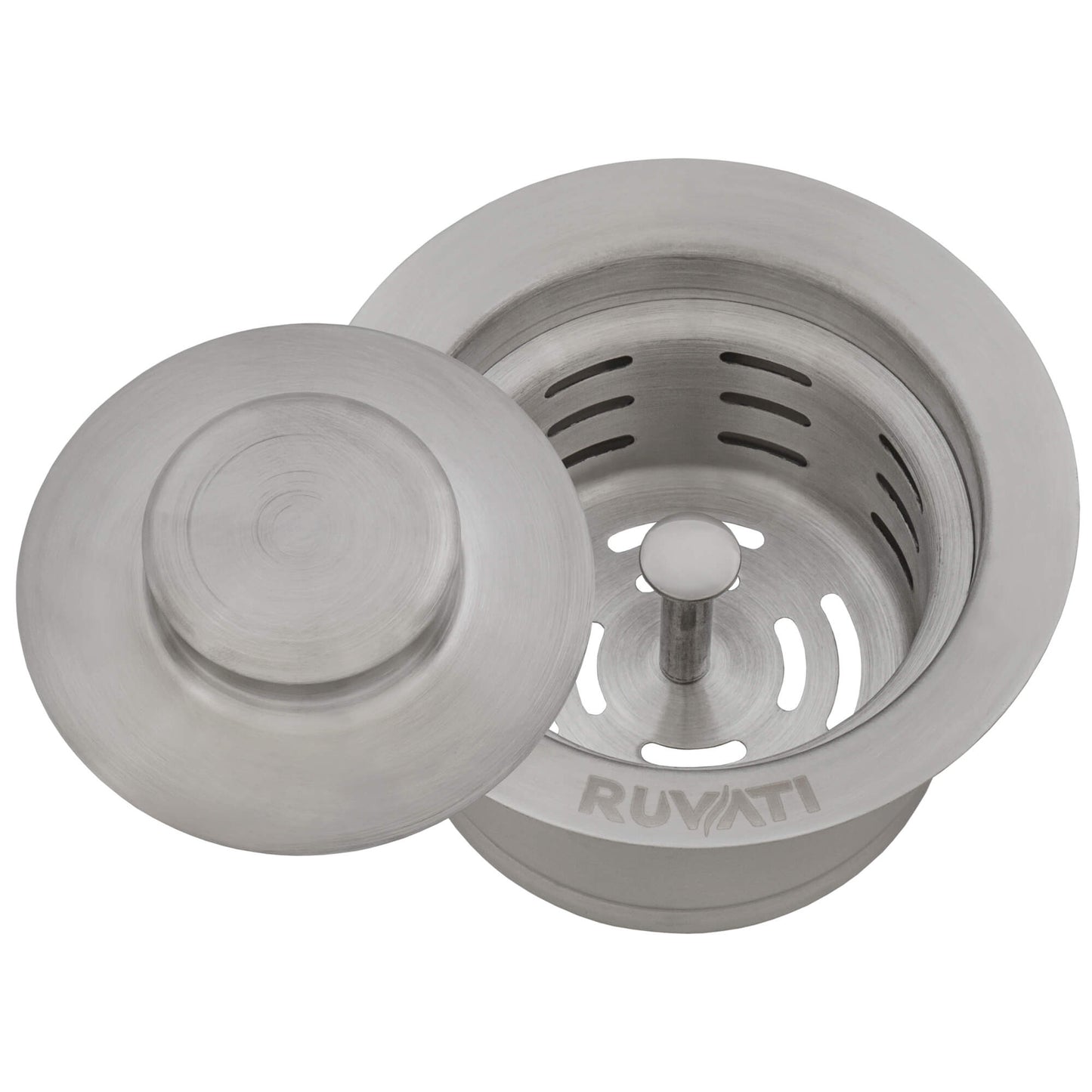 Ruvati Extended Garbage Disposal Flange with Deep Basket Strainer and Stopper - Stainless Steel - RVA1052ST