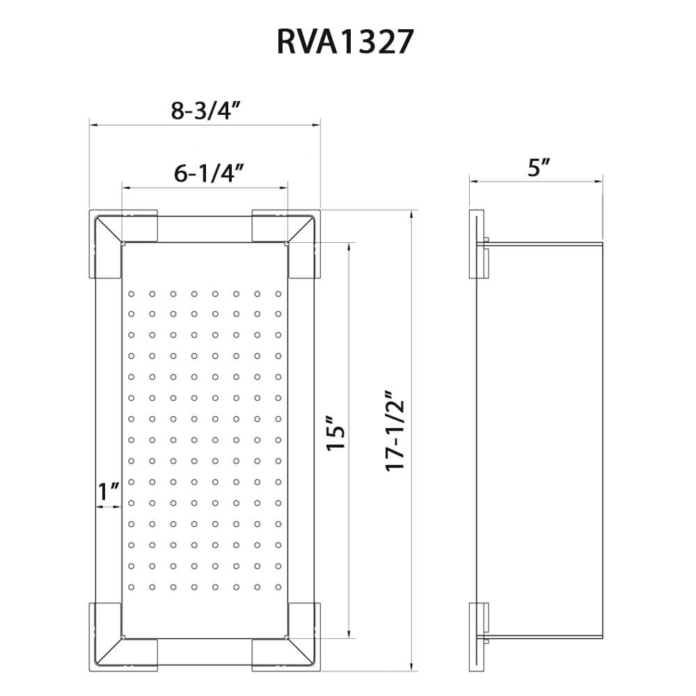 Ruvati Workstation Sink Replacement Colander 17 inch Stainless Steel with Plastic Corners - RVA1327