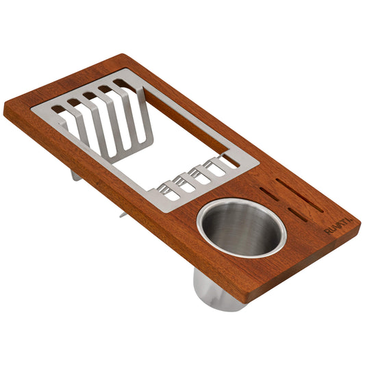 Ruvati Wood Dish Plate and Silverware Caddy Drying Rack for Workstation Sinks - RVA1542