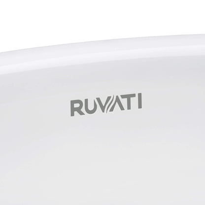 Ruvati 14 inch Bathroom Vessel Sink Round Gold Decorative Art Above Vanity Counter White Ceramic - RVB0314WG