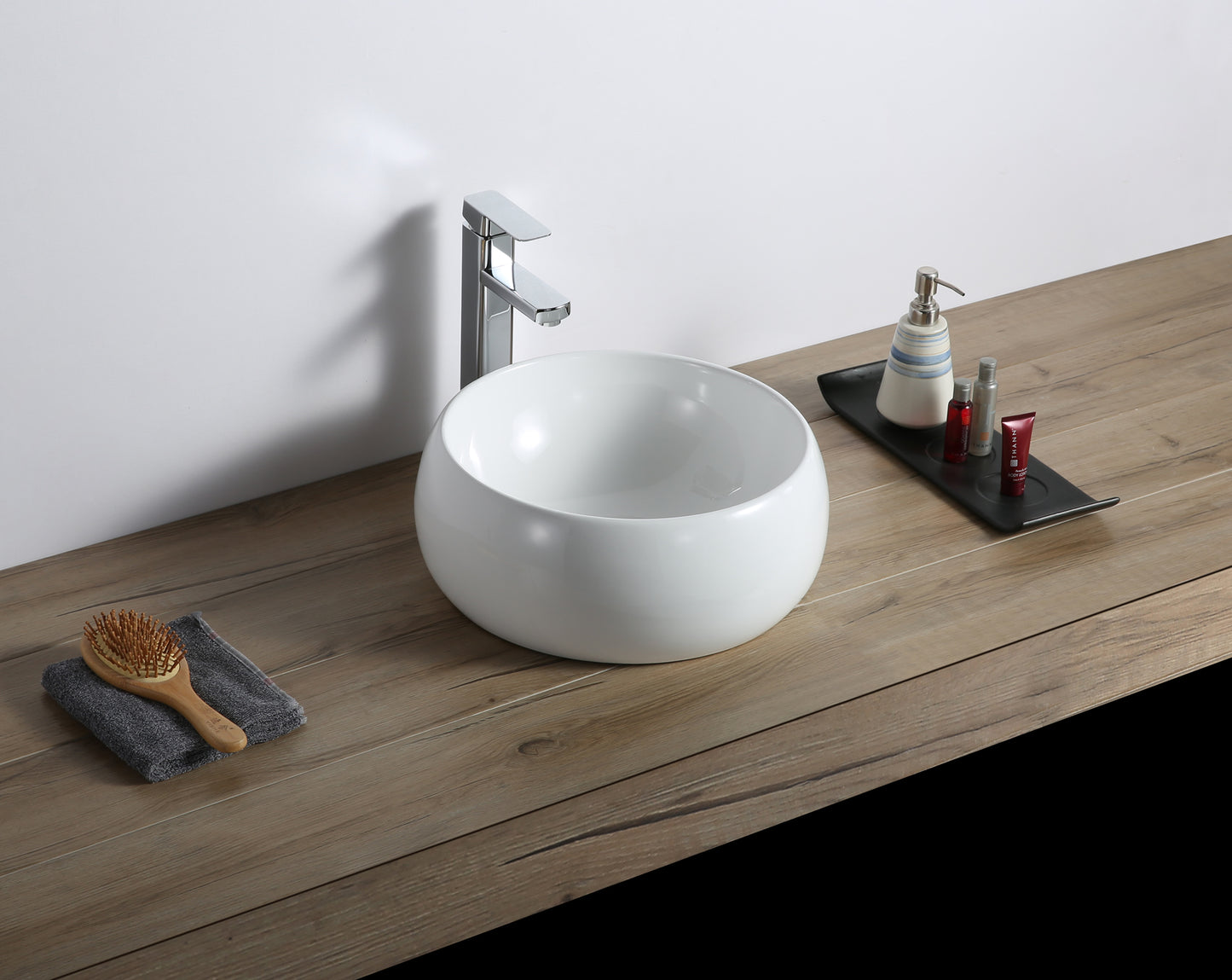 Ruvati 16 inch Bathroom Vessel Sink Round White Above Counter Circular Porcelain Ceramic - RVB0316