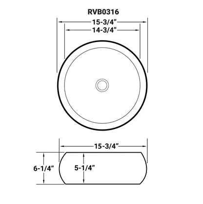 Ruvati 16 inch Bathroom Vessel Sink Round White Above Counter Circular Porcelain Ceramic - RVB0316