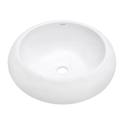 Ruvati 18 inch Round Bathroom Vessel Sink White Above Vanity Counter Circular Porcelain Ceramic - RVB0318