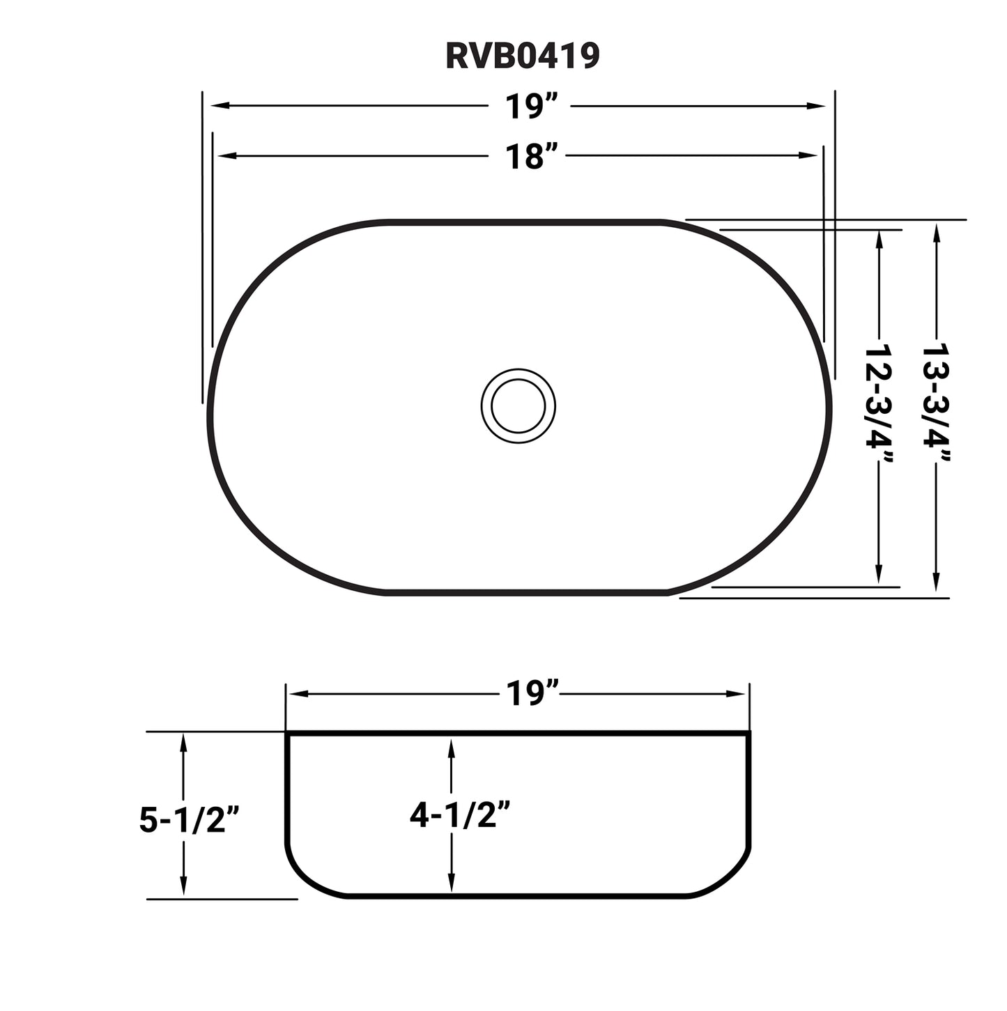 Ruvati 19 x 14 inch Bathroom Vessel Sink White Oval Above Counter Vanity Porcelain Ceramic - RVB0419