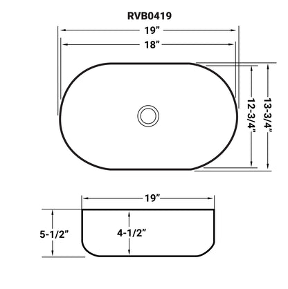 Ruvati 19 x 14 inch Bathroom Vessel Sink White Oval Above Counter Vanity Porcelain Ceramic - RVB0419