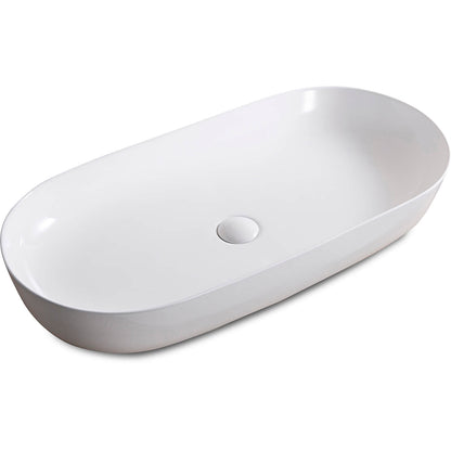 Ruvati 32 x 16 inch Bathroom Vessel Sink White Oval Above Counter Vanity Porcelain Ceramic - RVB0432