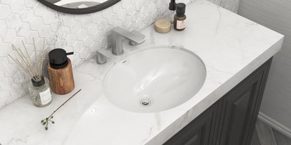 Ruvati 16 x 13 inch Undermount Bathroom Sink Biscuit Oval Porcelain Ceramic with Overflow - RVB0618