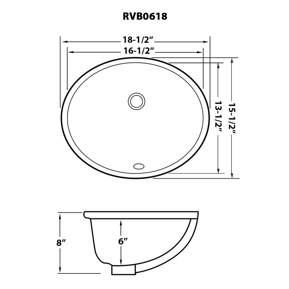 Ruvati 16 x 13 inch Undermount Bathroom Sink Biscuit Oval Porcelain Ceramic with Overflow - RVB0618