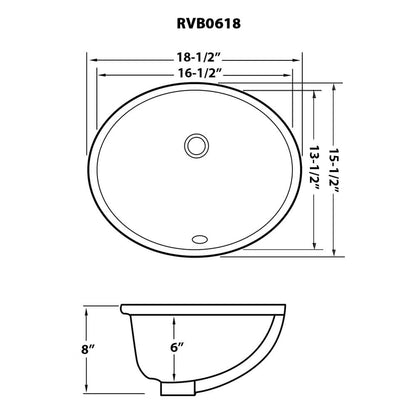 Ruvati 16 x 13 inch Undermount Bathroom Sink Biscuit Oval Porcelain Ceramic with Overflow - RVB0618