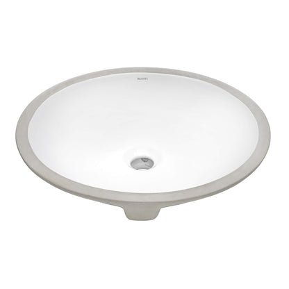 Ruvati 17 x 14 inch Undermount Bathroom Vanity Sink White Oval Porcelain Ceramic with Overflow - RVB0619