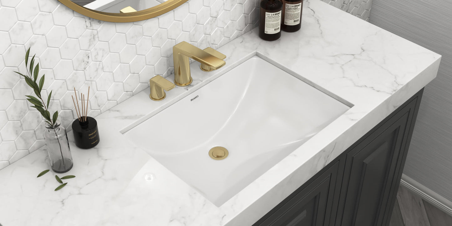 Ruvati 17 x 12 inch Undermount Bathroom Vanity Sink Rectangular Porcelain Ceramic with Overflow - RVB0718