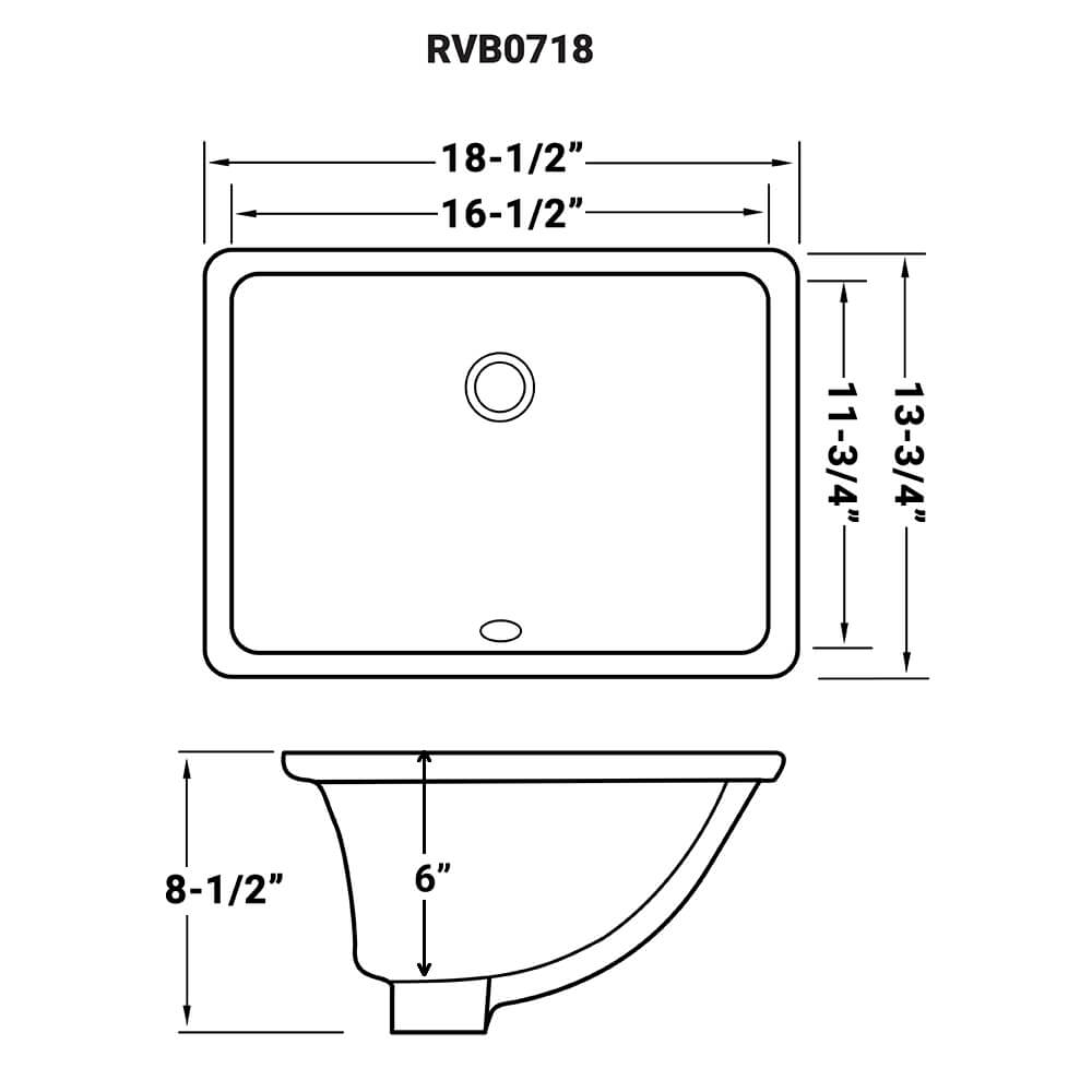 Ruvati 17 x 12 inch Undermount Bathroom Vanity Sink Rectangular Porcelain Ceramic with Overflow - RVB0718