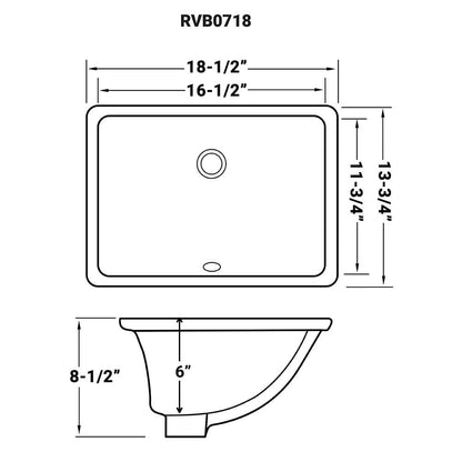 Ruvati 17 x 12 inch Undermount Bathroom Vanity Sink Rectangular Porcelain Ceramic with Overflow - RVB0718