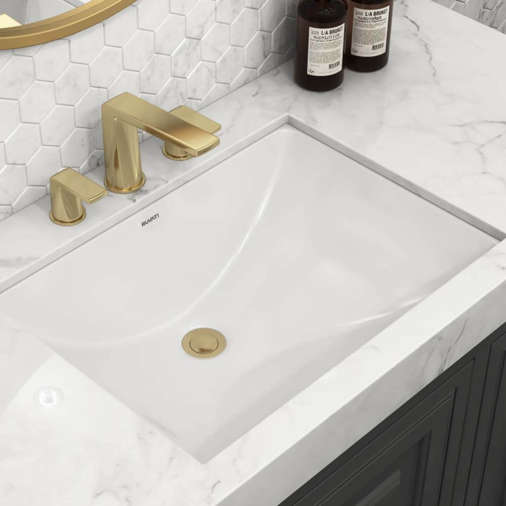 Ruvati 18 x 13 inch Undermount Bathroom Sink Rectangular Porcelain Ceramic with Overflow - RVB0720