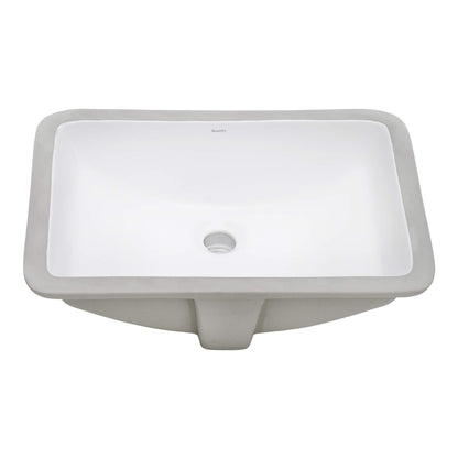 Ruvati 18 x 12 inch Undermount Bathroom Vanity Sink White Rectangular Porcelain Ceramic with Overflow - RVB0721