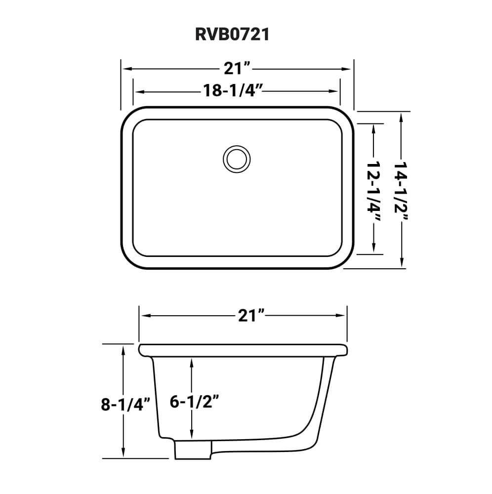 Ruvati 18 x 12 inch Undermount Bathroom Vanity Sink White Rectangular Porcelain Ceramic with Overflow - RVB0721