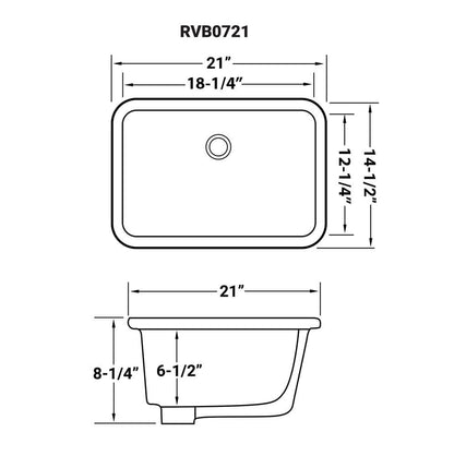 Ruvati 18 x 12 inch Undermount Bathroom Vanity Sink White Rectangular Porcelain Ceramic with Overflow - RVB0721