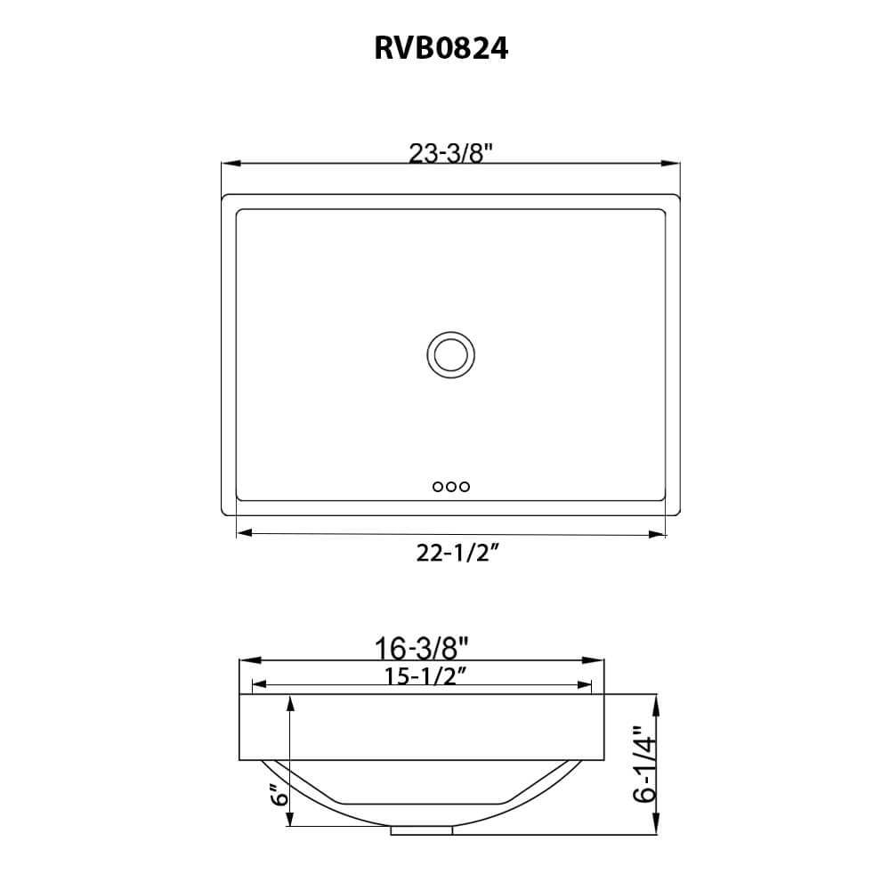 Ruvati 23 x 16 inch Semi-Recessed Drop-in Topmount Bathroom Sink Rectangular Porcelain Ceramic White - RVB0824WH