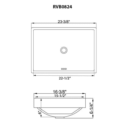 Ruvati 23 x 16 inch Semi-Recessed Drop-in Topmount Bathroom Sink Rectangular Porcelain Ceramic White - RVB0824WH