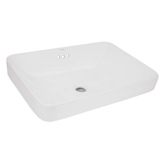Ruvati 23 x 16 inch Semi-Recessed Drop-in Topmount Bathroom Sink Rectangular Porcelain Ceramic White - RVB0824WH