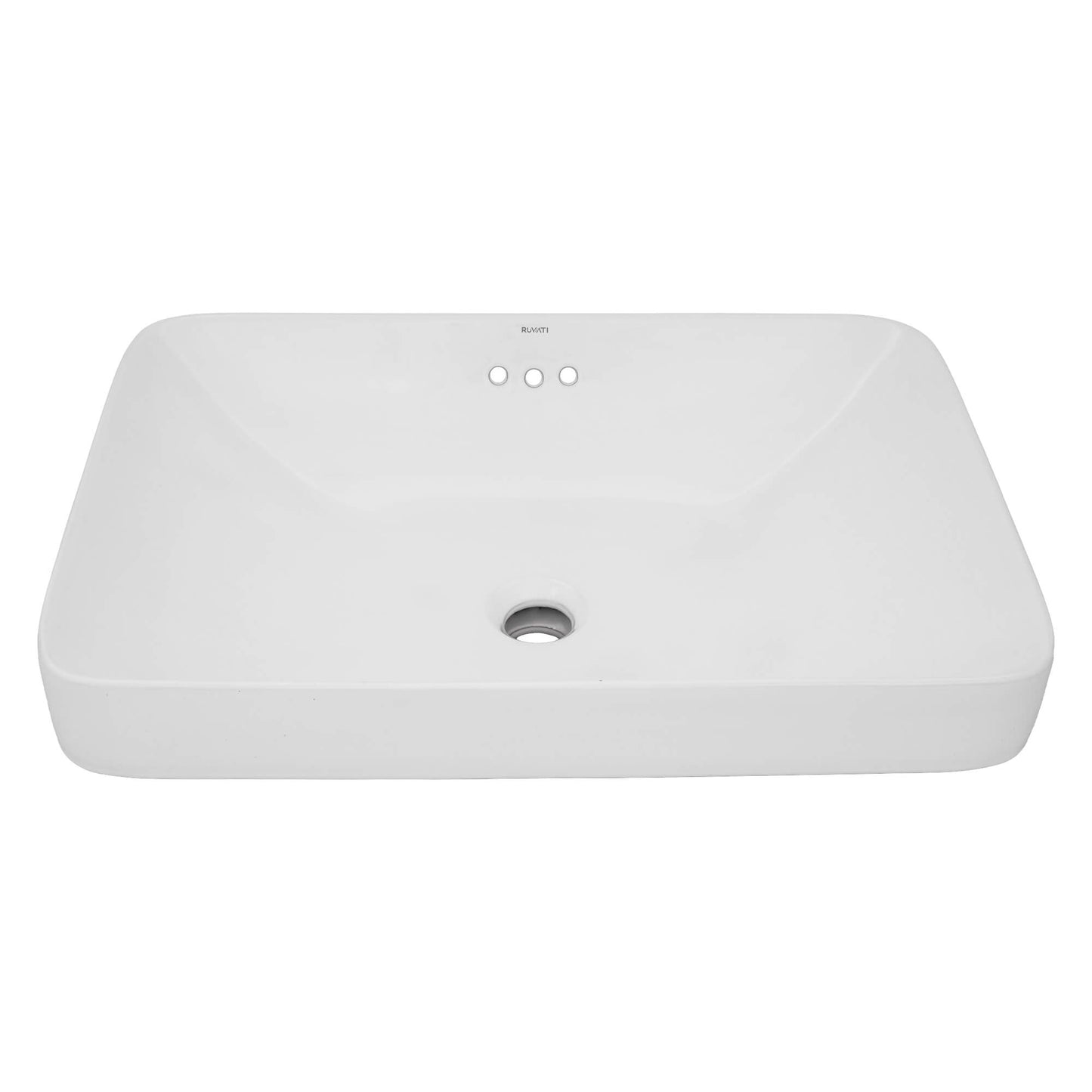 Ruvati 23 x 16 inch Semi-Recessed Drop-in Topmount Bathroom Sink Rectangular Porcelain Ceramic White - RVB0824WH