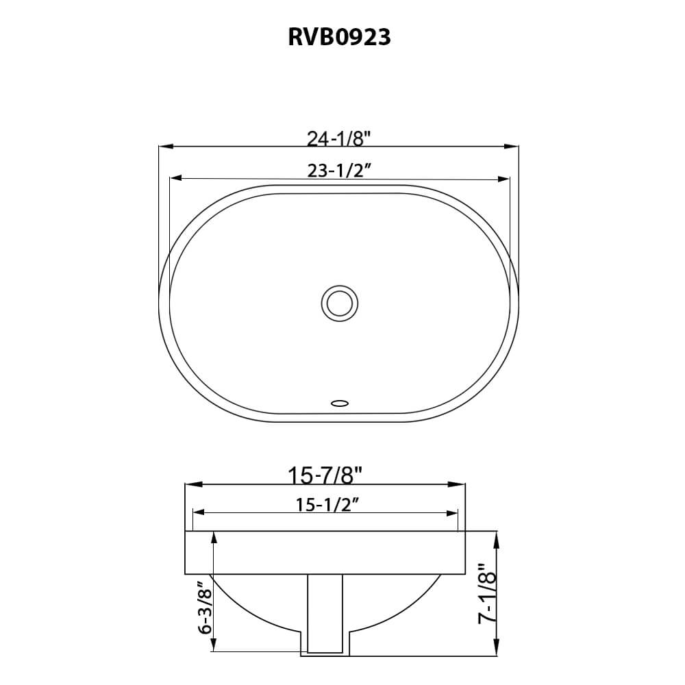 Ruvati 24 x 16 inch Semi-Recessed Drop-in Topmount Bathroom Sink Rectangular Ceramic with Overflow White - RVB0923WH