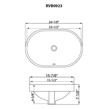 Ruvati 24 x 16 inch Semi-Recessed Drop-in Topmount Bathroom Sink Rectangular Ceramic with Overflow White - RVB0923WH