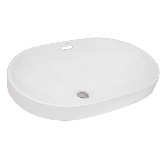 Ruvati 24 x 16 inch Semi-Recessed Drop-in Topmount Bathroom Sink Rectangular Ceramic with Overflow White - RVB0923WH