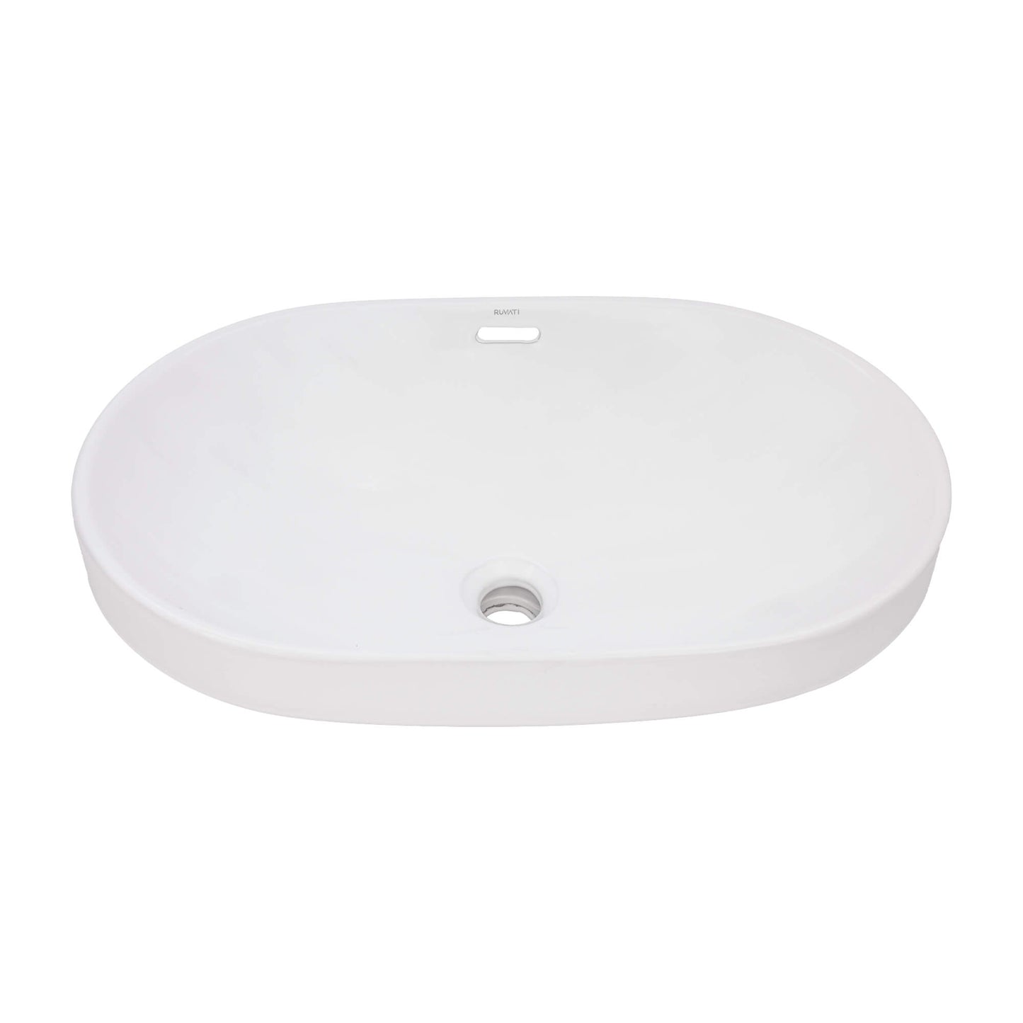 Ruvati 24 x 16 inch Semi-Recessed Drop-in Topmount Bathroom Sink Rectangular Ceramic with Overflow White - RVB0923WH