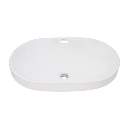 Ruvati 24 x 16 inch Semi-Recessed Drop-in Topmount Bathroom Sink Rectangular Ceramic with Overflow White - RVB0923WH