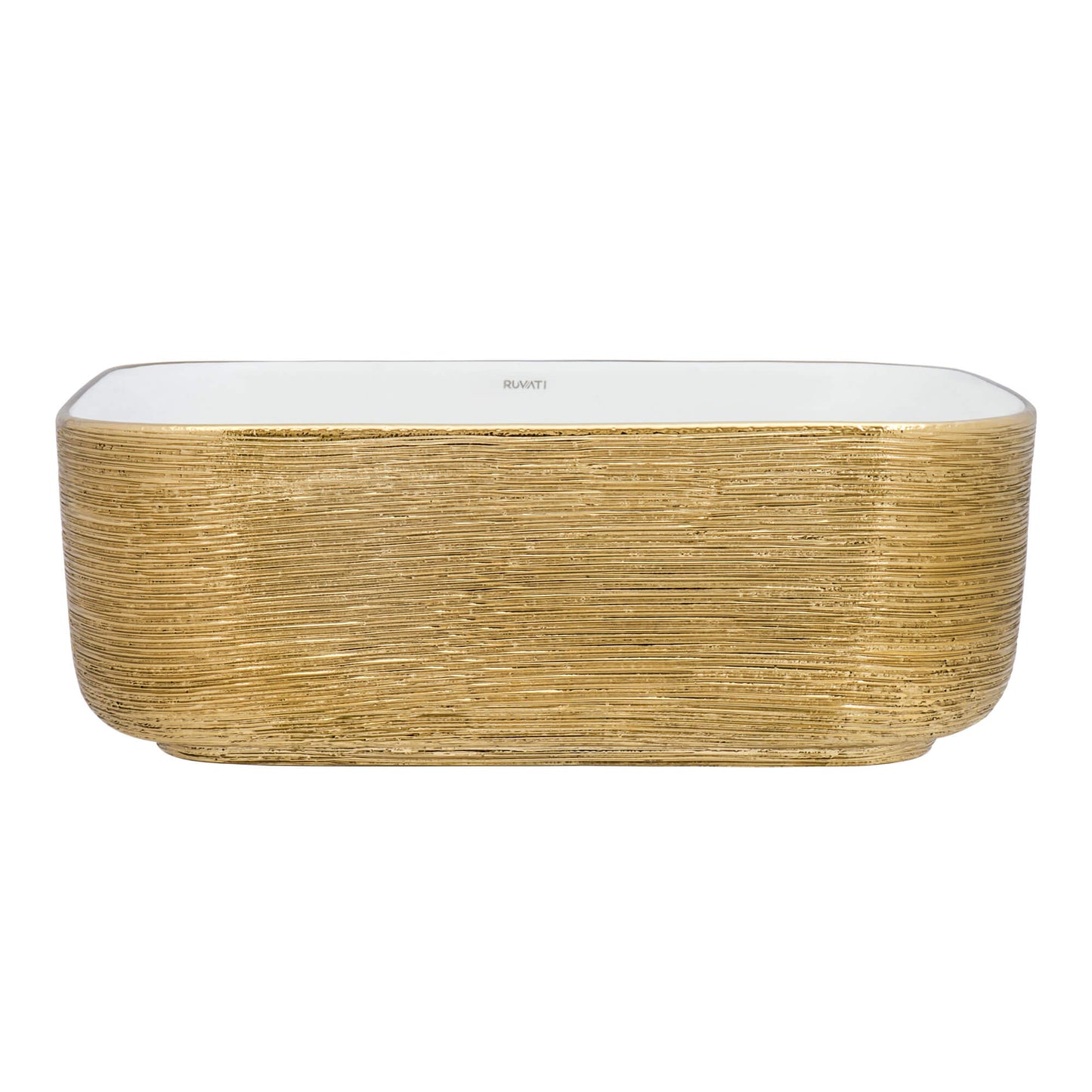 Ruvati 15 x 15 inch Bathroom Vessel Sink Gold Decorative Art Above Vanity Counter White Ceramic - RVB1414WG