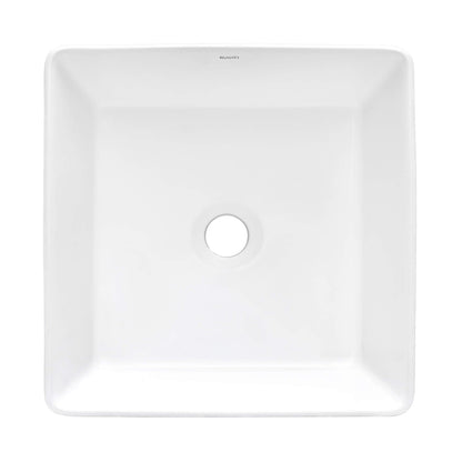 Ruvati 15 x 15 inch Bathroom Vessel Sink White Square Above Counter Porcelain Ceramic - RVB1616