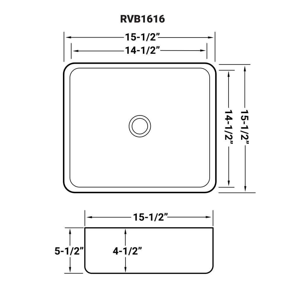 Ruvati 15 x 15 inch Bathroom Vessel Sink White Square Above Counter Porcelain Ceramic - RVB1616