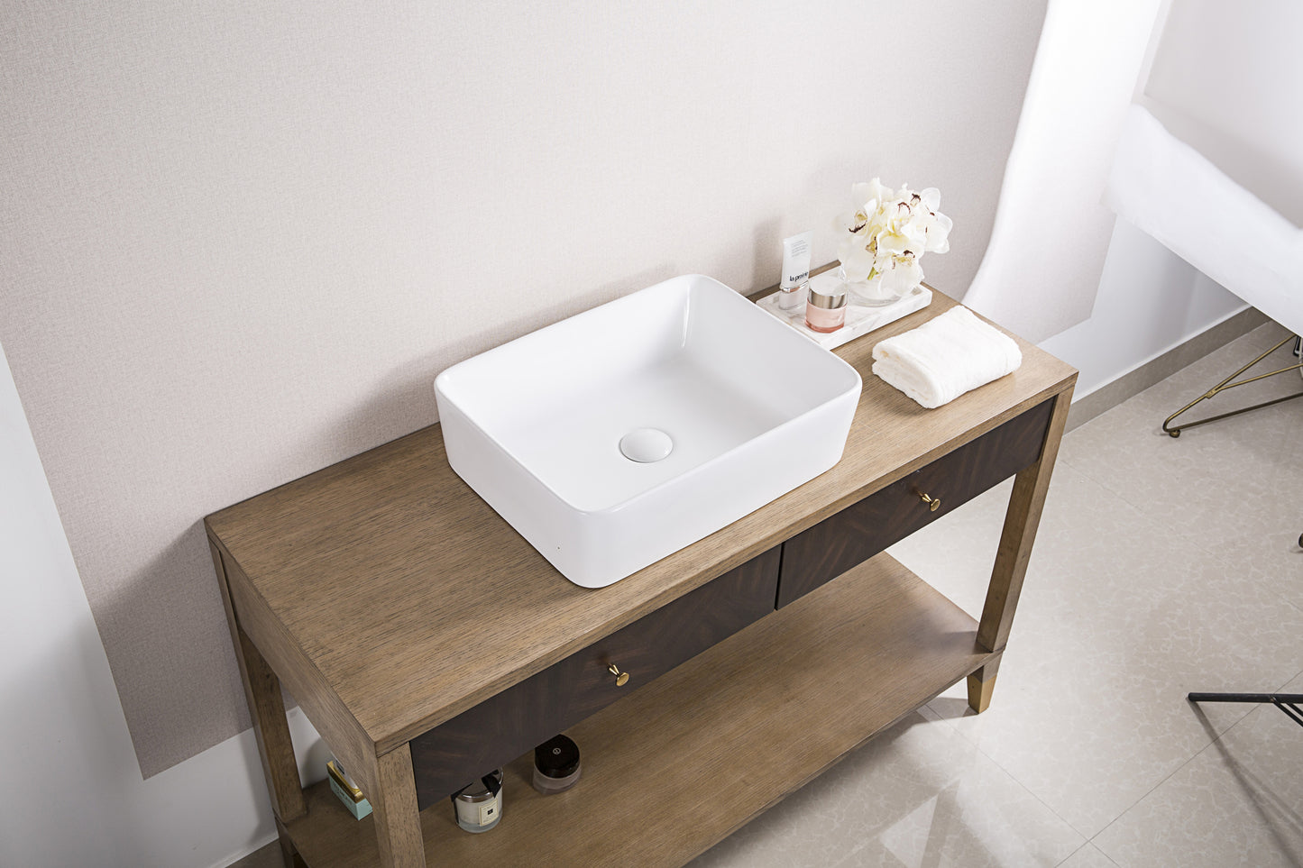 Ruvati 19 x 14 inch Bathroom Vessel Sink White Rectangular Above Vanity Counter Porcelain Ceramic - RVB1915